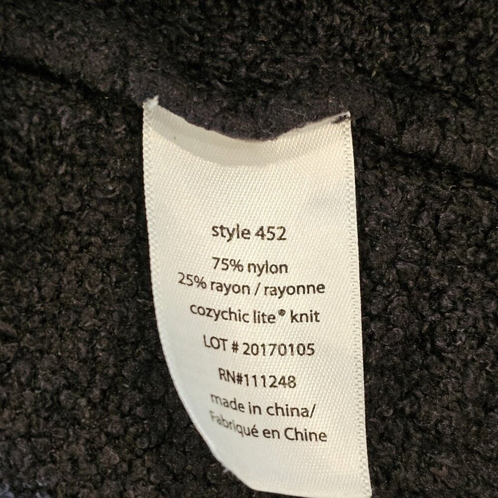 Barefoot Dreams CozyChic Lite Circle Cardigan Cacoon Medium Black Sweater 452 - Picture 7 of 9